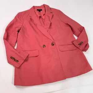 LOFT Jacket Blazer Womens 12 Pink Double Breasted Linen Blend  Career Preppy